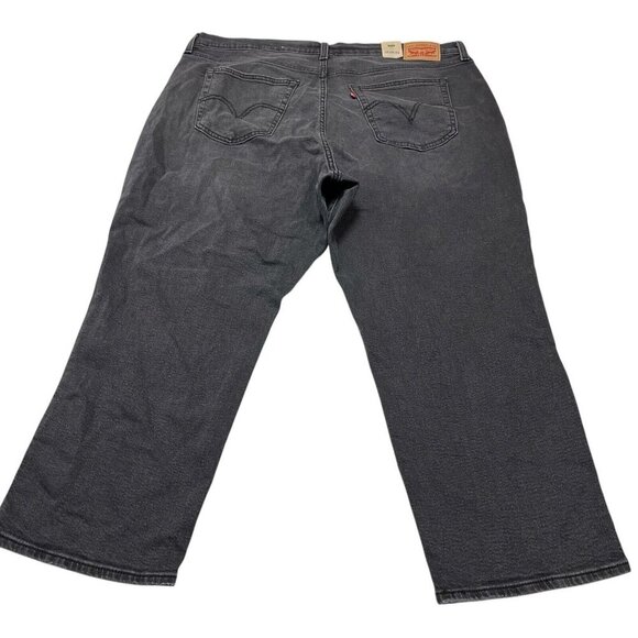 Levis Jeans Womens 24W Wedgie Straight Black Distressed Button Fly Busted Knee - Picture 3 of 12